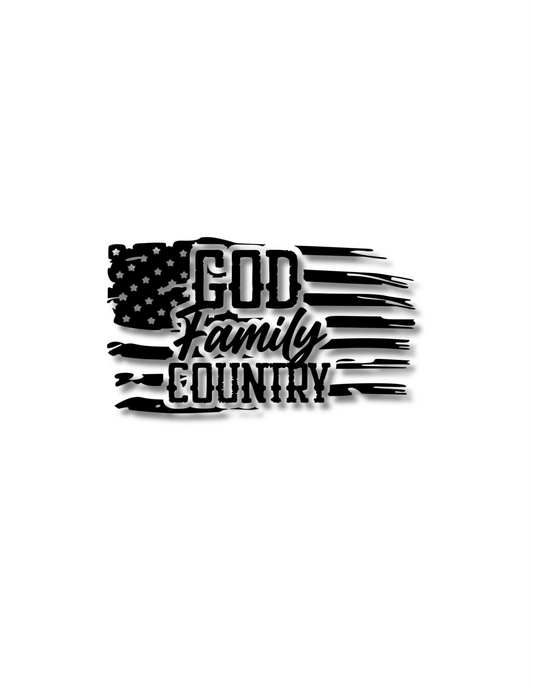 God Family Country Flag - Car Decal